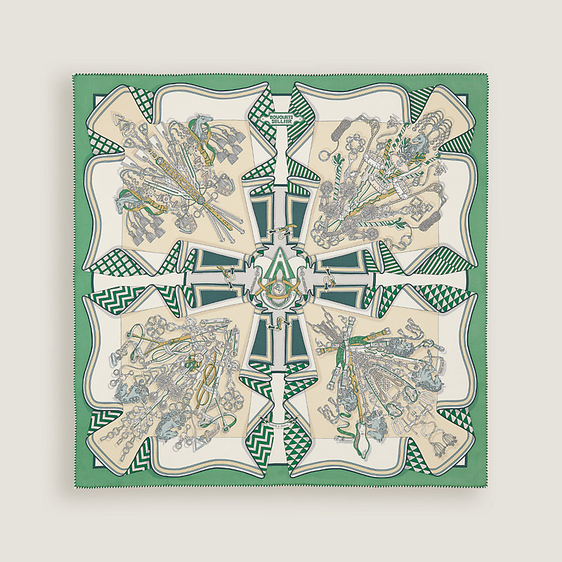 Bouquets Sellier scarf 70 - Green | Hermès Mainland China